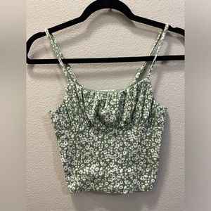 Green Flowered crop top